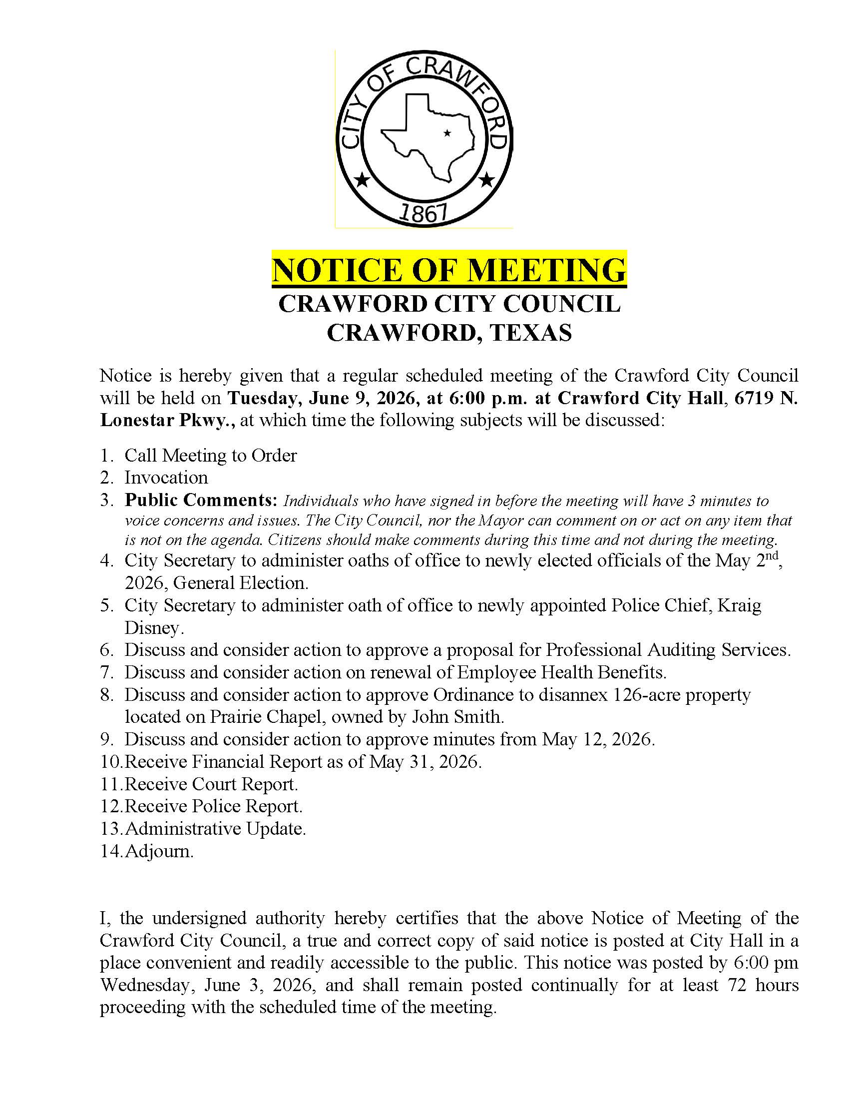 Meeting Agenda